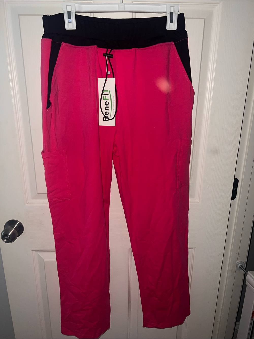 BeneFIT Mens Hot Pink Waterproof Stretchy Scrub Drawstring Pants